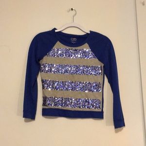 Girls blue and silver sparkling shirt